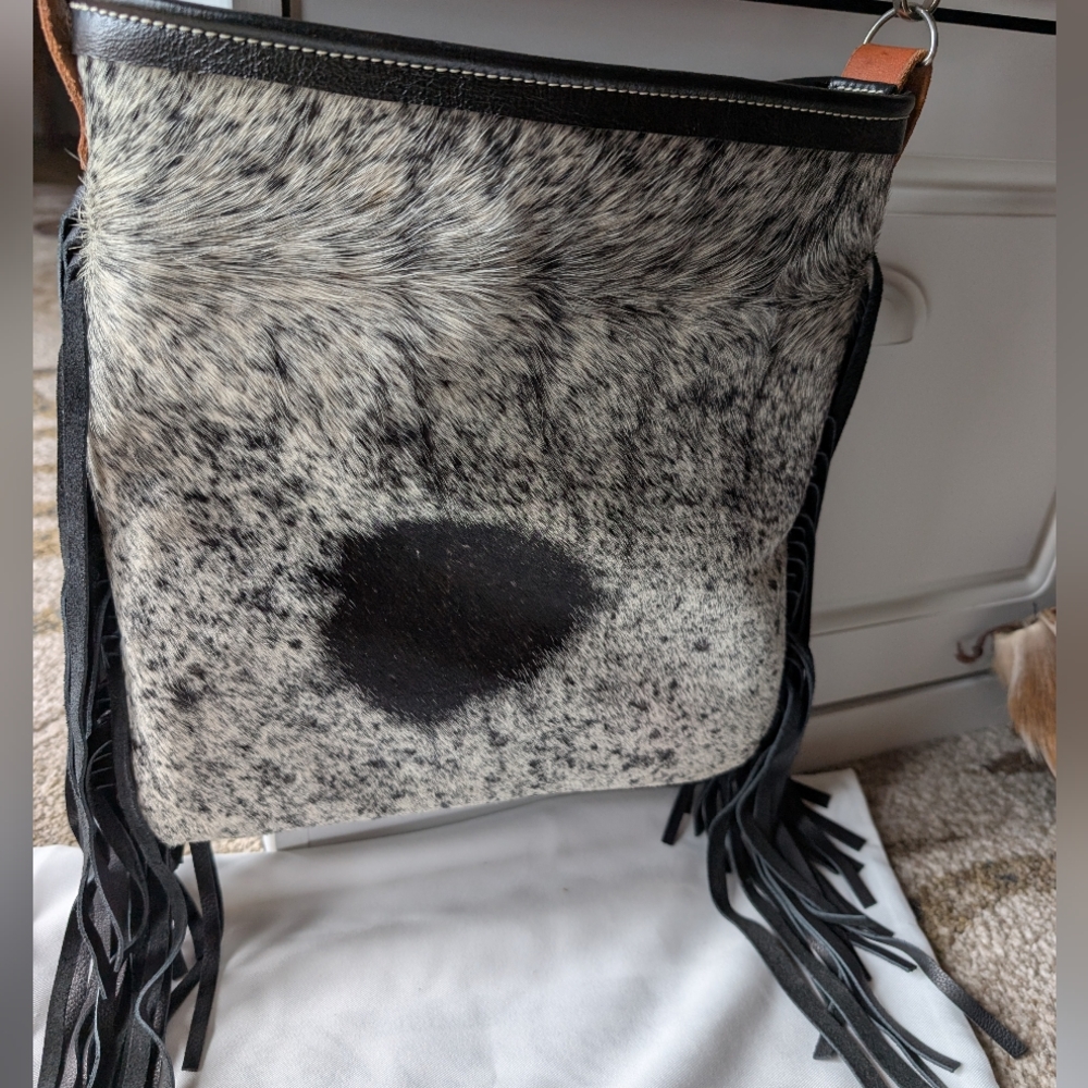 Black and Gray Fringe Women's Bag